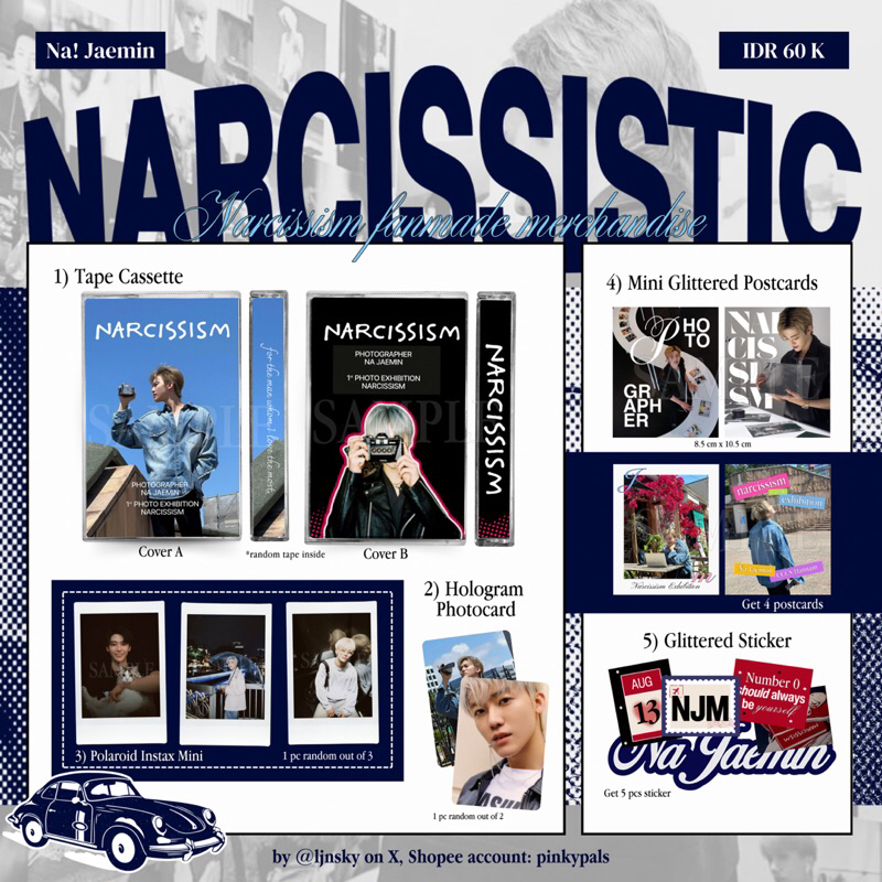 NARCISSISTIC—NARCISSISM by NCT Jaemin fanmade merchandise mixtape, tape cassette, photocard, polaroi