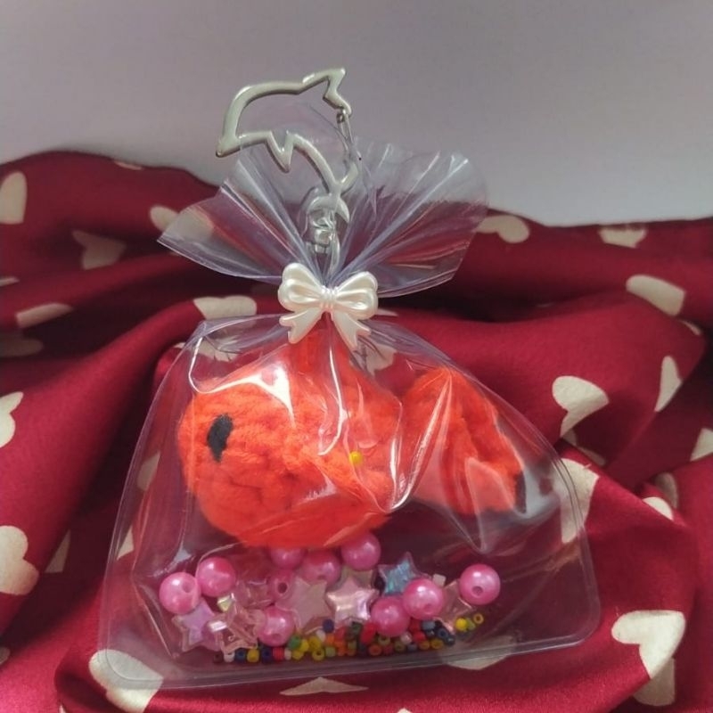 Gantungan kunci goldfish rajut keychain goldfish crochet