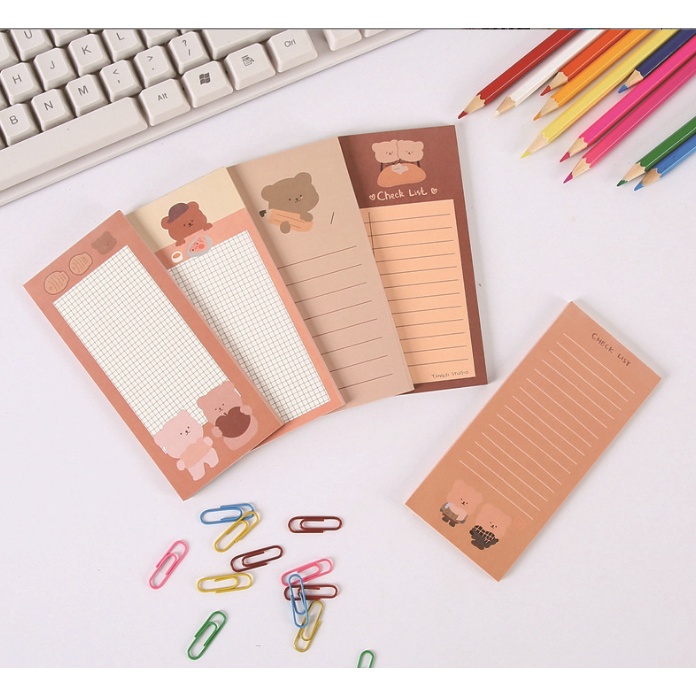 

ORIGINAL Little And Times Bear Memo Pad Memo pad atau note pad ukuran Panjang GRID CHECKLIST