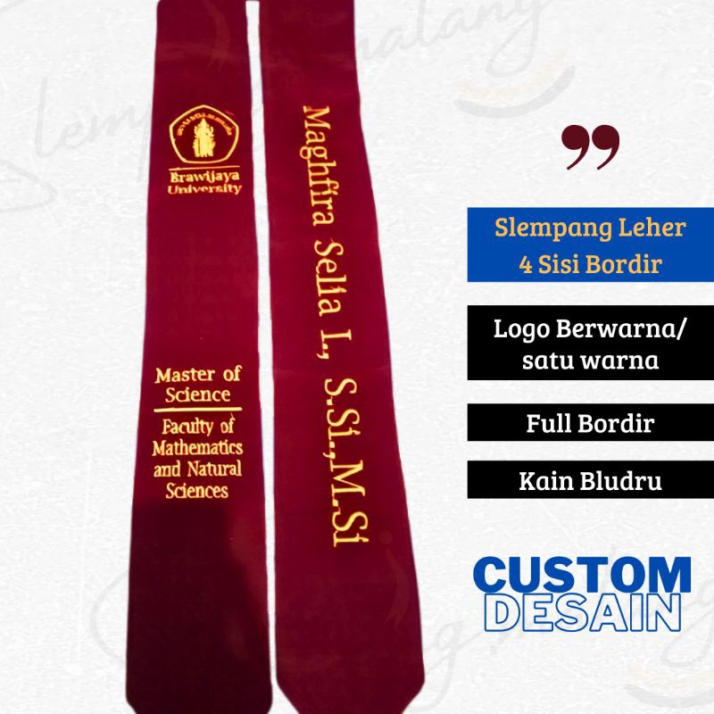 SLEMPANG WISUDA BORDIR/ SLEMPANG KALUNG WISUDA SASH 4 TITIK BORDIR B