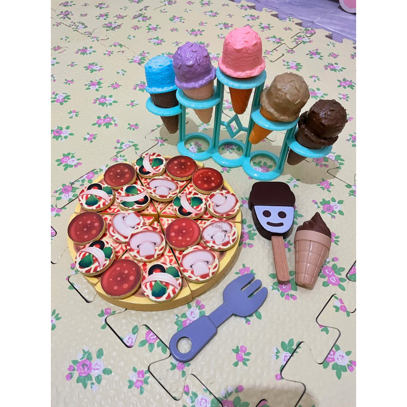 preloved mainan masakan kayu dan eskrim