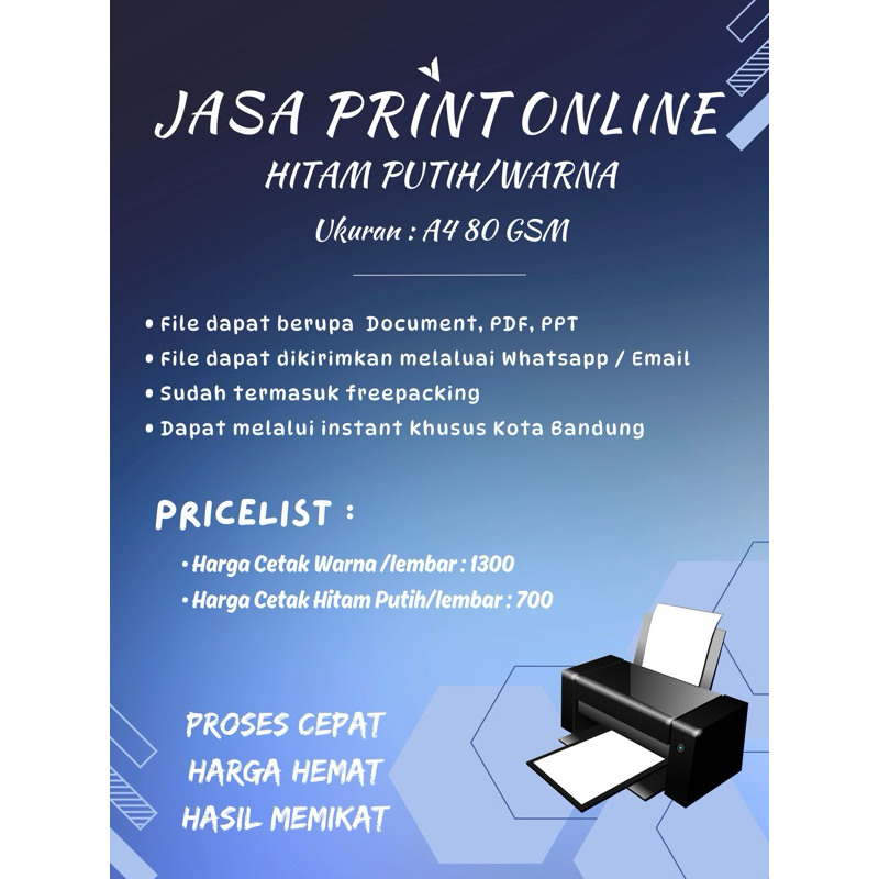 

Jasa Print Documen/PDF/PPT Ukuran A4 80 GSM