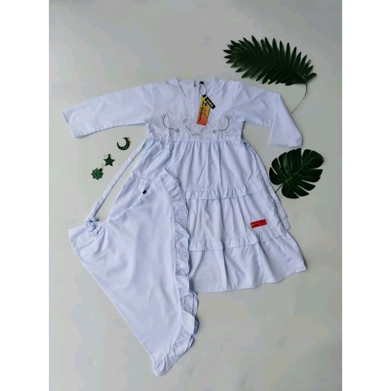 GAMIS PUTIH ANAK // BAJU MUSLIM PUTIH ANAK PEREMPUAN PAUD