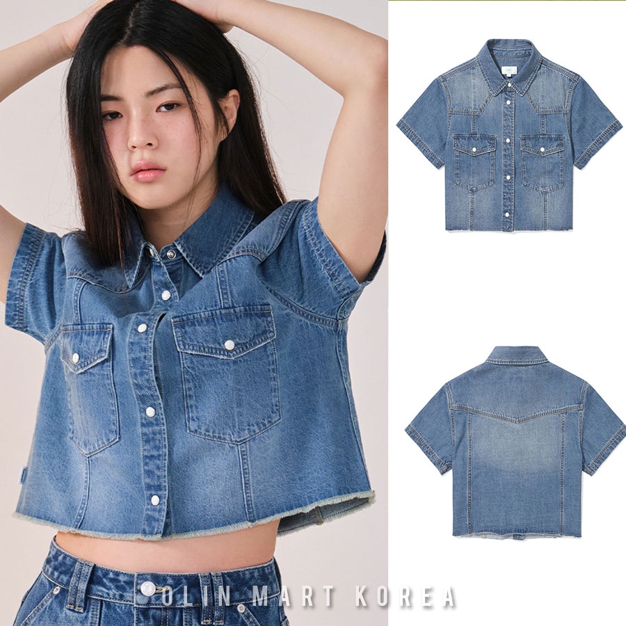 COVERNAT Women's Pocket Denim Half Shirt #Blue WM