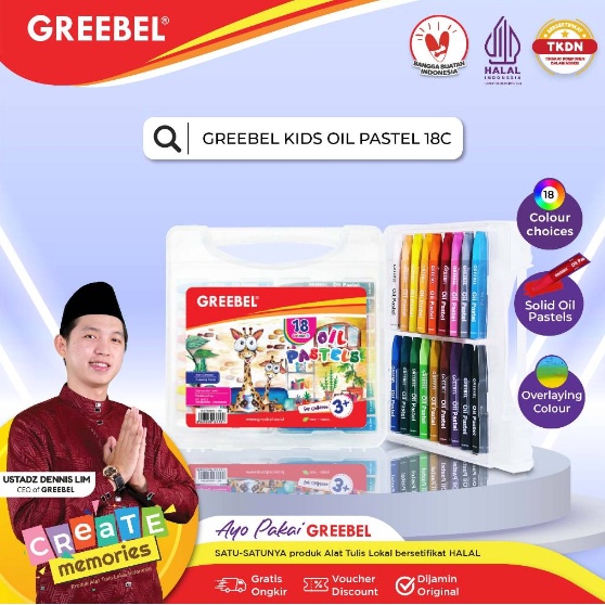 

TREND PRODUCT Crayon oil pastels greebel 18 warna HALAL dan KIDS