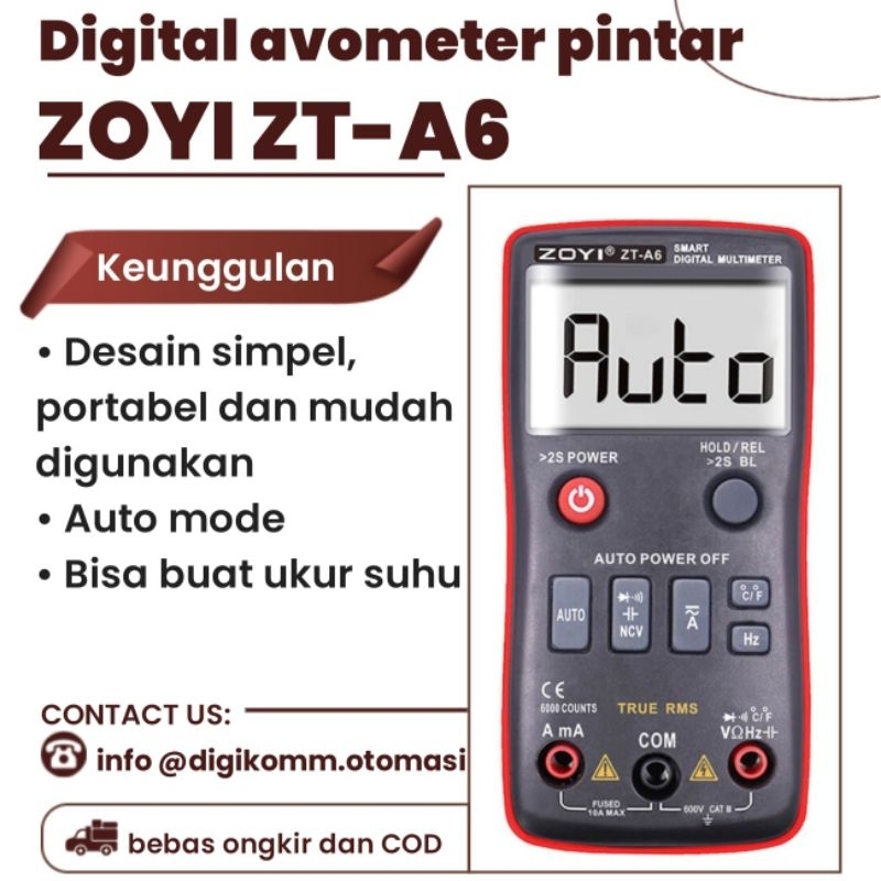 Zoyi ZT A6 avometer multimeter digital pintar multitester serbaguna