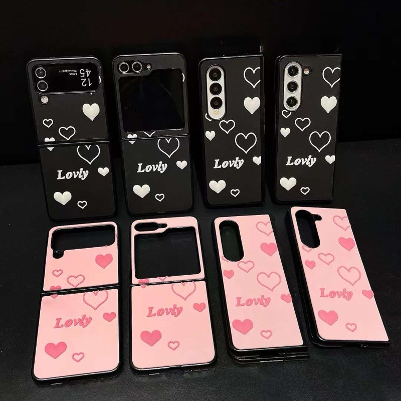 Lovely Case Girly Black Pink Love Heart Hati Pretty Cute Imut TPU Rubber Unik Karet Casing For Samsu