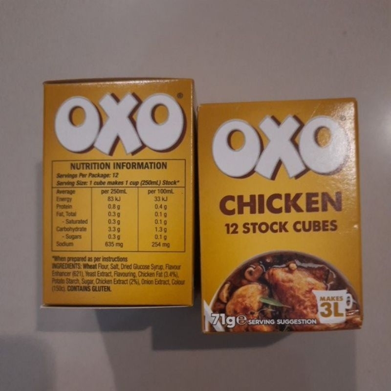 

OXO 12 Chicken Stock Cubes Soup Chicken Bouillons Stock Bumbu Kaldu Ayam 12P