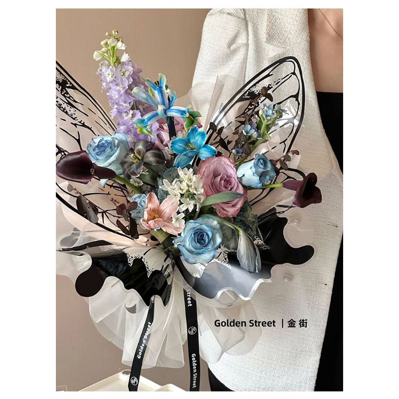 

Butterfly Wings Transparant 2 Set ( 1 kupu kupu utuh)Wrapping Flower Kupu-Kupu Korea Waterproof Plastik Cellophane Kertas Opp Motif Kupu Kupu