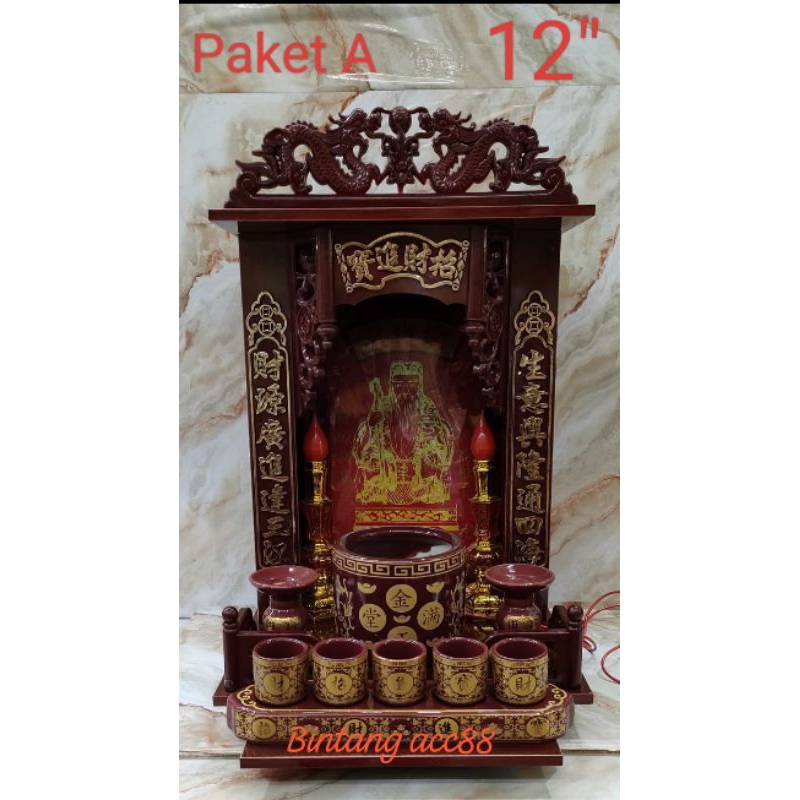 tempat altar rumah altar meja sembahyang 12inch dewa bumi - paket