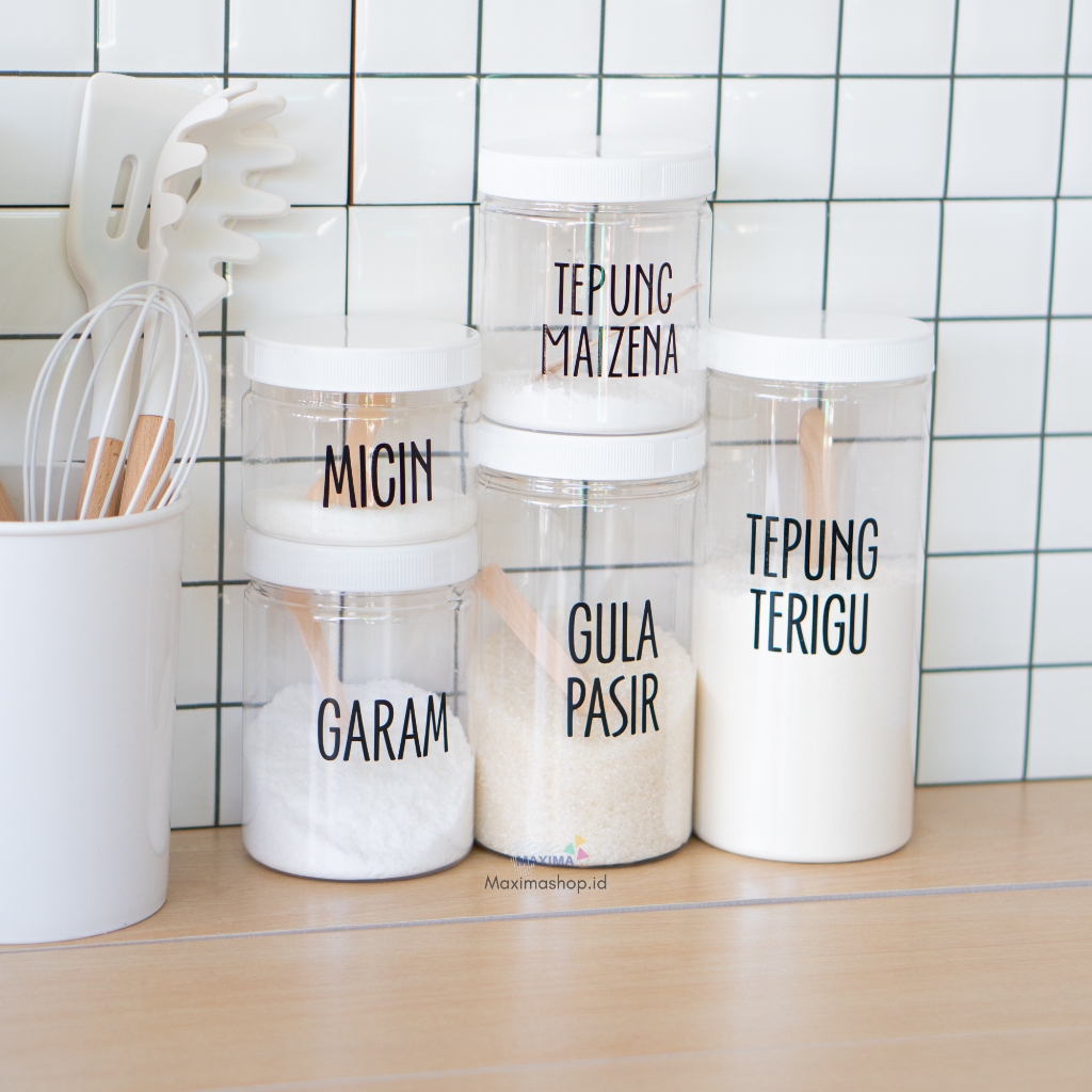 Toples Plastik Bumbu Dapur dan Stiker Bumbu / Toples Bumbu / Toples Dapur / Wadah bumbu ( Part 1 )
