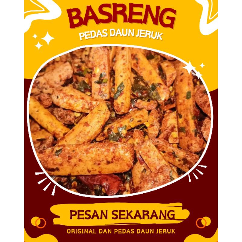 

Cemilan Basreng Stick Pedas Original Daun Jeruk Kemasan Pouch 100gr