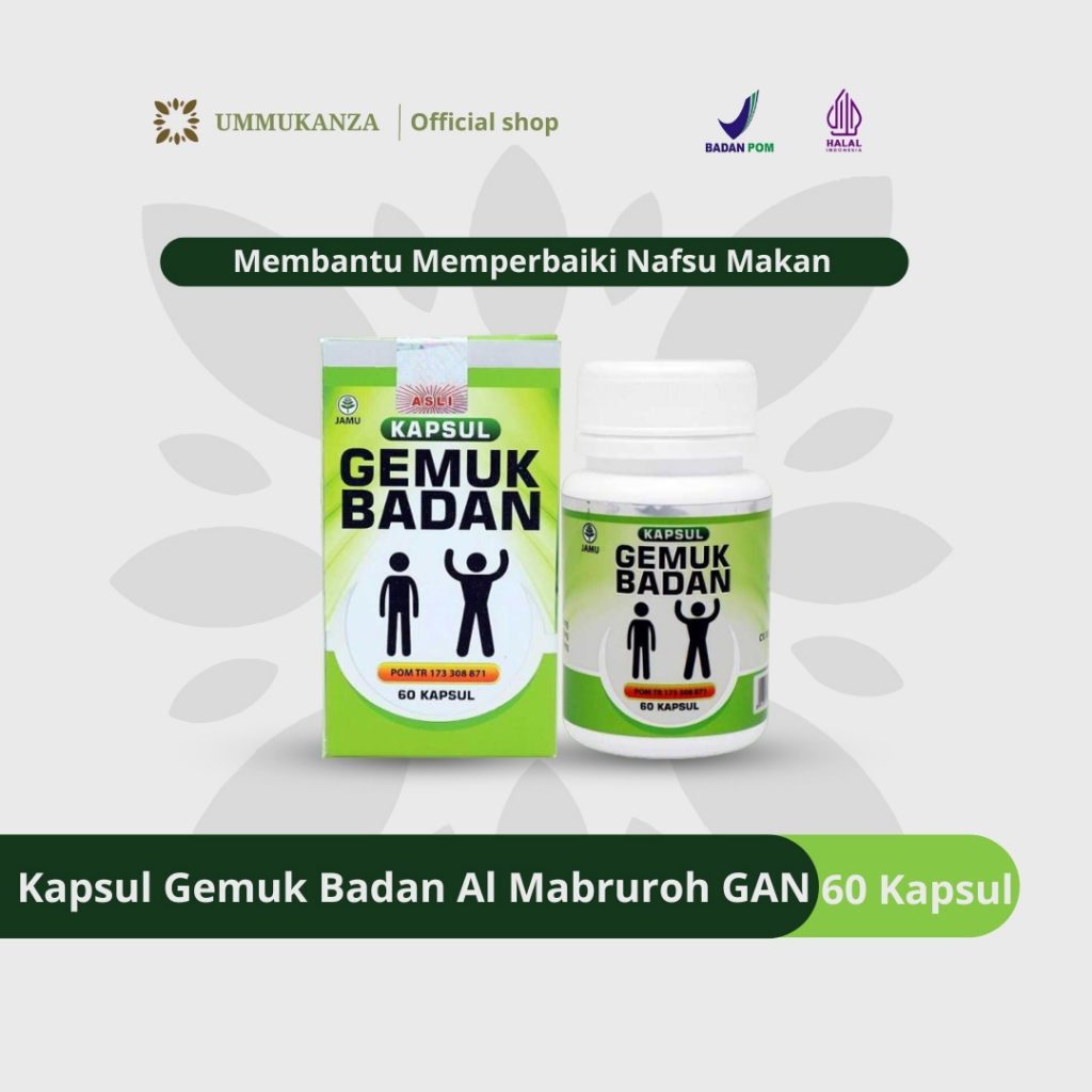 Kapsul Gemuk Badan Isi 60 Kapsul Penggemuk Badan Al Mabruroh GAN ORIGINAL