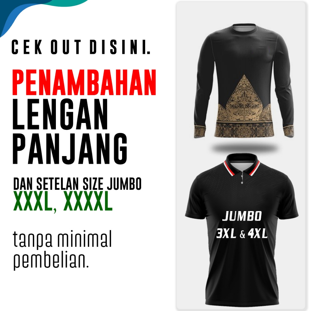 [TAMBAH LENGAN PANJANG & SIZE JUMBO] Jersey futsal sepak bola printing custom