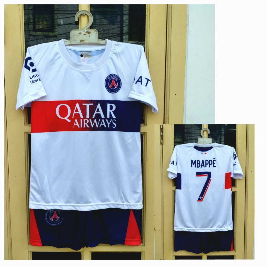SETELAN JERSEY BAJU PSG/BAJU BOLA JERSEY ANAK PSG MBAPPE PRINTING