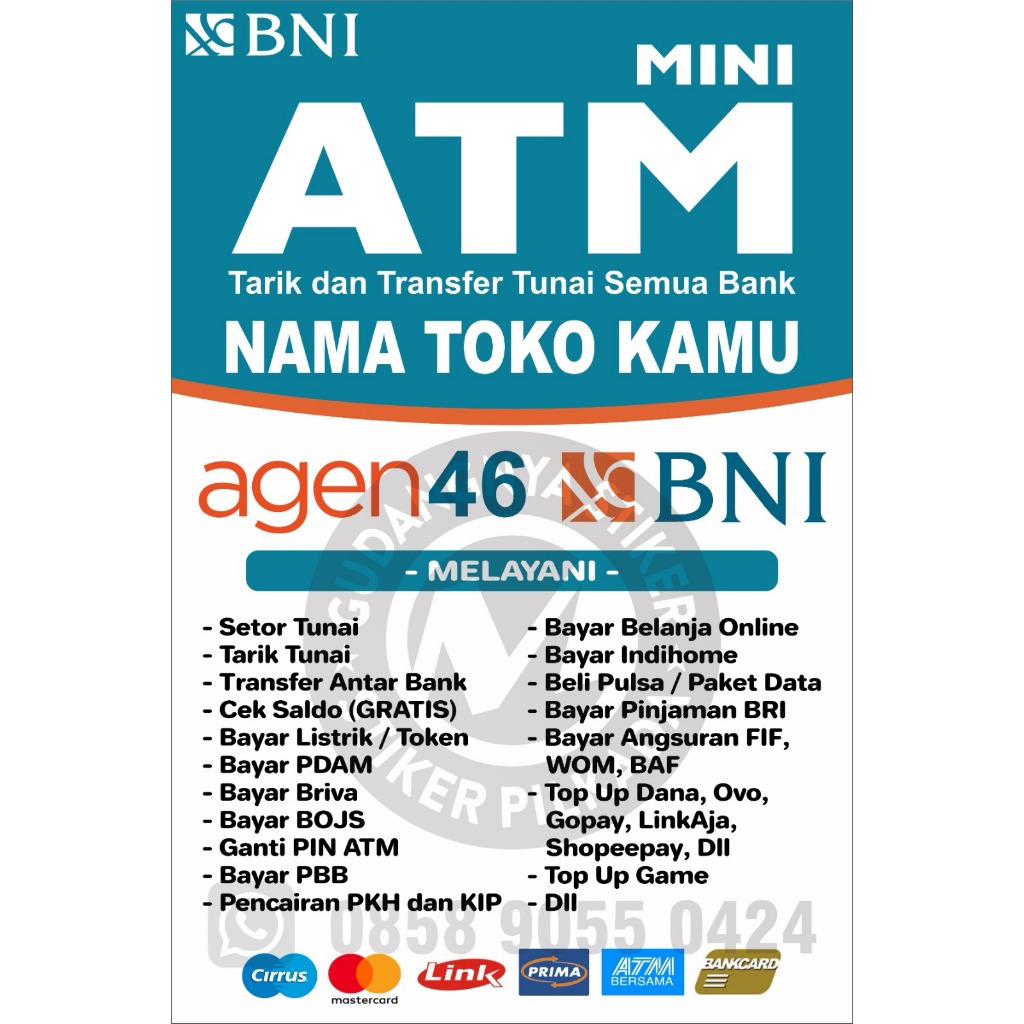 

STIKER VINYL NEON BOX BNI 46 MINI ATM MODEL 1 (CUSTOM, NAMA AGEN TULIS DI CHAT/CATATAN)