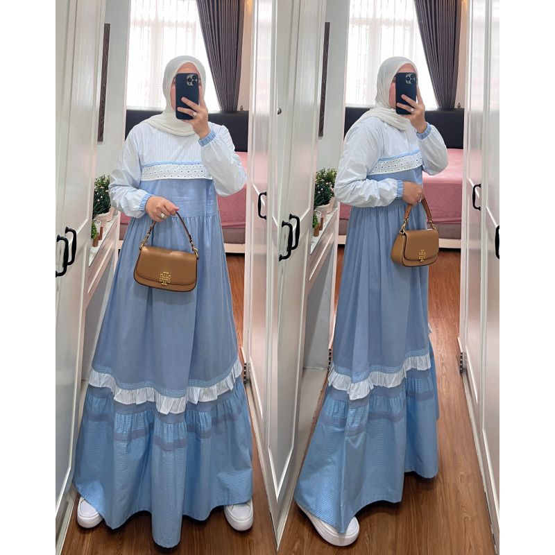 gamis syaina by s-mut bahan katun kombinasi