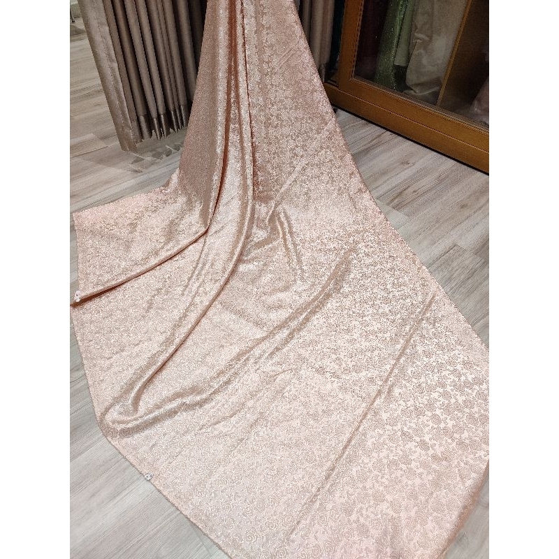jacquard bunga rosegold bahan baju pesta krudung baju kurung