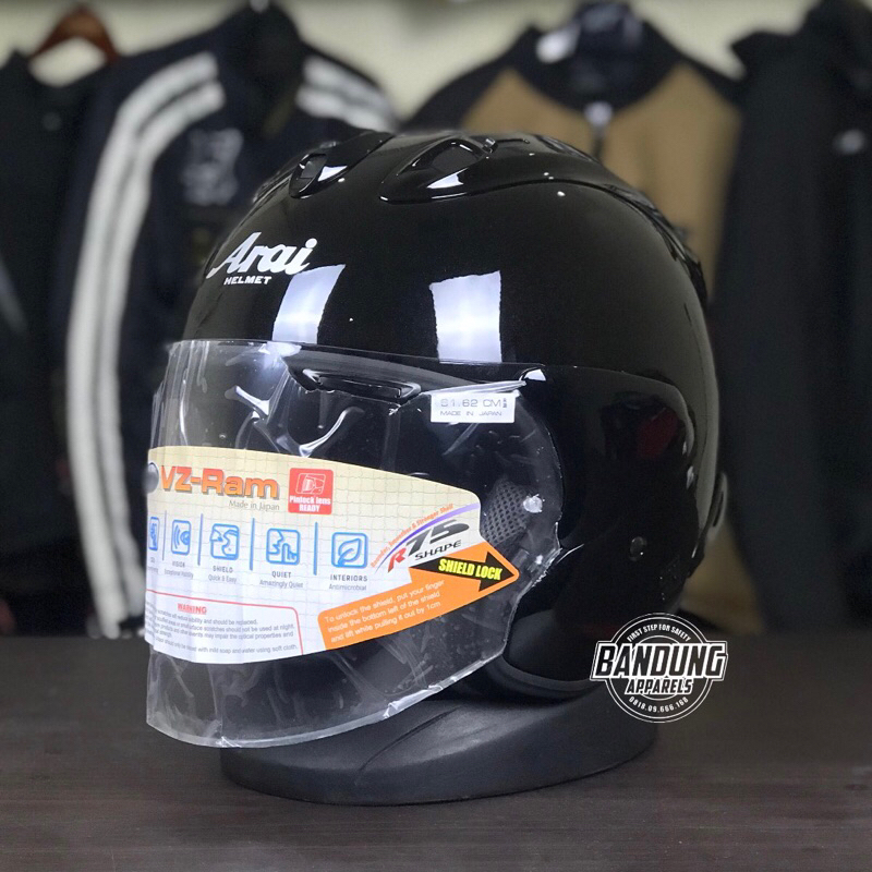 Arai Half face Helmet VZ Ram Glass Black SNI Arai Japan VZ-Ram