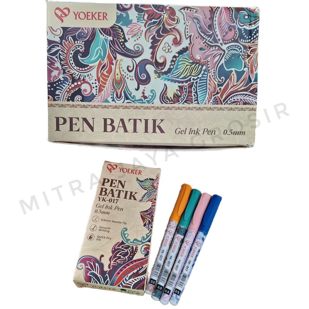 

1 Gross Pena Gel Yoeker Batik 0,5 mm / Pena Gel Ink Pen Yoeker Batik