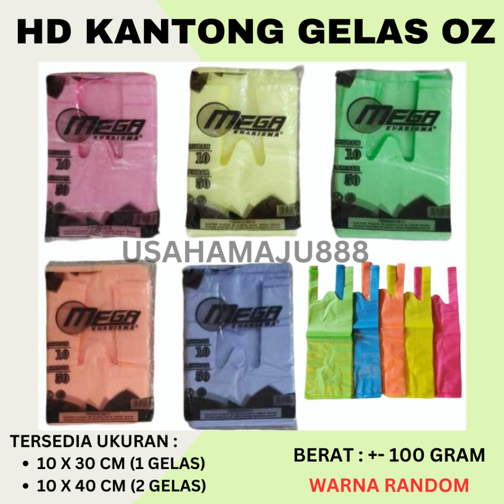 Hd Kantong Plastik OZ 1 Cup & 2 Gelas CUP POICE / Plastik Tenteng Warna - Warni