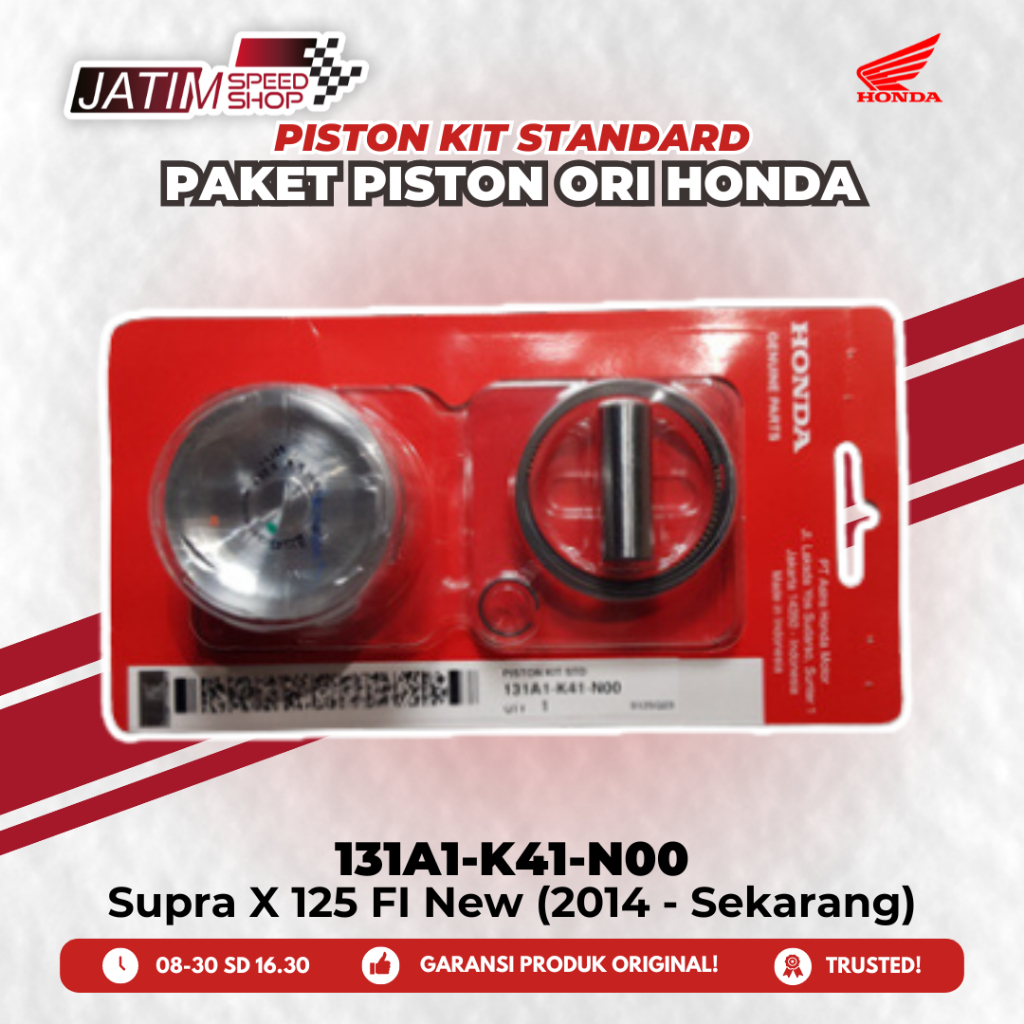 Honda AHM Piston Kit Paket Seher 131A1-K41-N00 Supra X 125 FI New (2014 - Sekarang) Standar STD Over