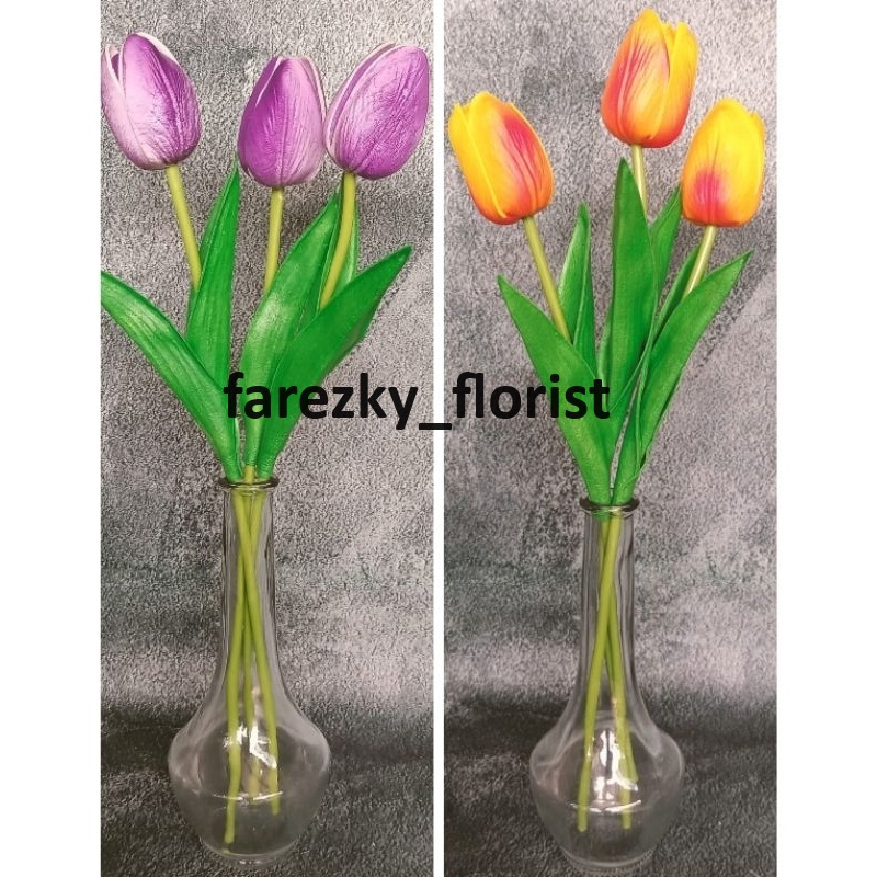 [bunga set pot] bunga tulip latex artificial bunga plastik dekorasi latex
