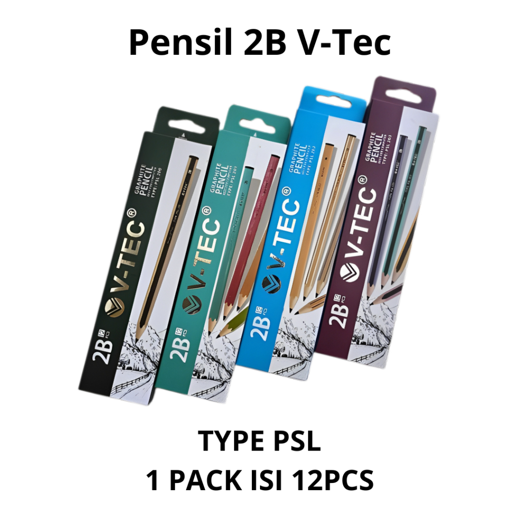 

V TTEC PENSIL 2B 1 box isi 12pcs - V Tec Graphite Pencil / Pensil Kayu Grafit 2B isi 12pcs