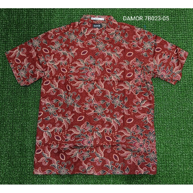 kemeja batik pria, batik print lengan pendek bahan katun lembut brand DAMOR