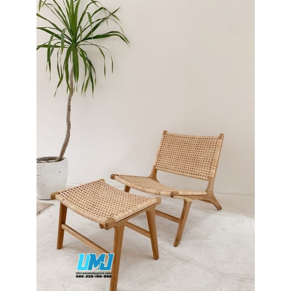 KURSI TERAS ROTAN KAYU JATI | KURSI SANTAI ROTAN ALAMI DAN STOOL ROTAN | SET KURSI PANTAI ROTAN & ST