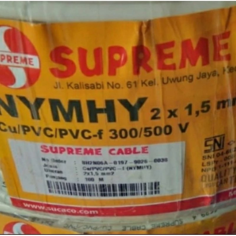 kabel nymhy 2x1,5 supreme kabel serabut nymhy 2x1.5 supreme