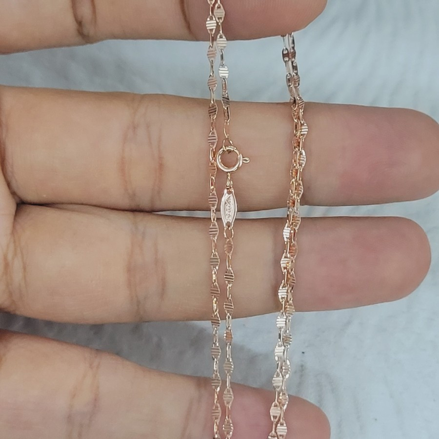 kalung model toscano garis mix variasi rose emas 75% 750 75 % 17k