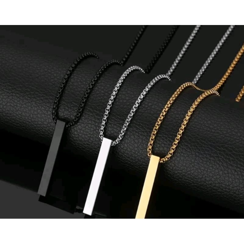 KALUNG LIONTIN BALOK TITANIUM PRIA WANITA MODEL KECE