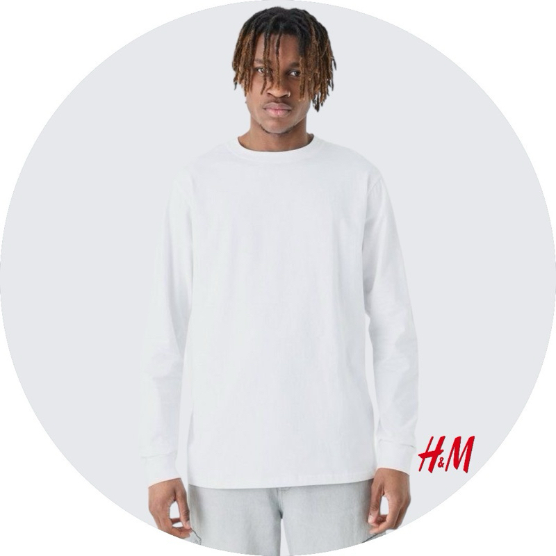 KAOS POLOS HnM LONG SLEEVE RIB / KAOS POLOS TANGAN PANJANG PRIA / LONG SLEEVE SHIRT/ KAOS LENGAN PAN