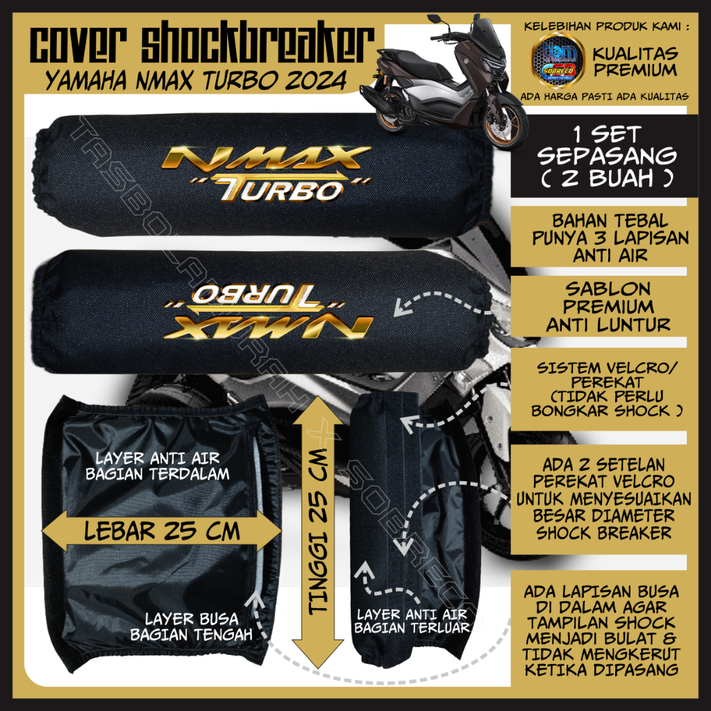 SARUNG PELINDUNG PENUTUP COVER SOKBREKER SHOCK BREAKER BELAKANG MOTOR YAMAHA NMAX TURBO 2024 ANTI
