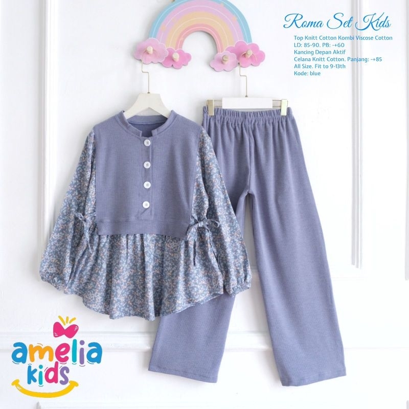 (( JR_KIDS )) TERBARU SET BLOUSE VEST KNIT KOMBI RAYON // ROMA SET KIDS BY AMELIA // SETELAN BLOUSE 