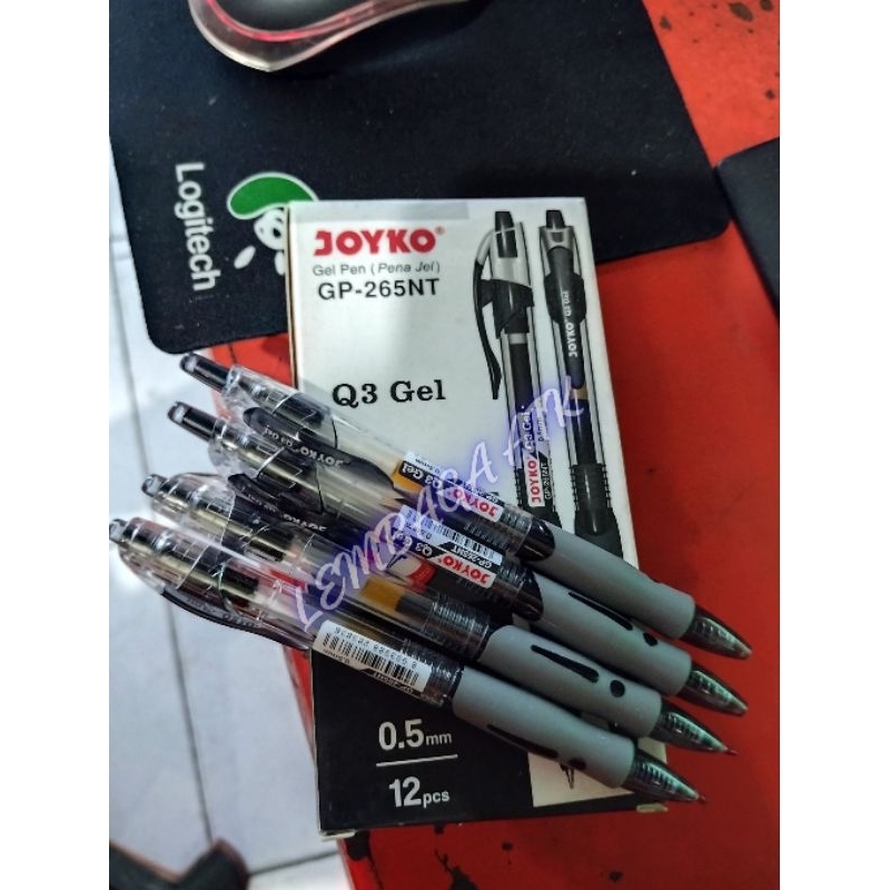 

pulpen joyko Q3 gel Gp 265NT hitam 0.5 mm 1 pack isi 12 pcs