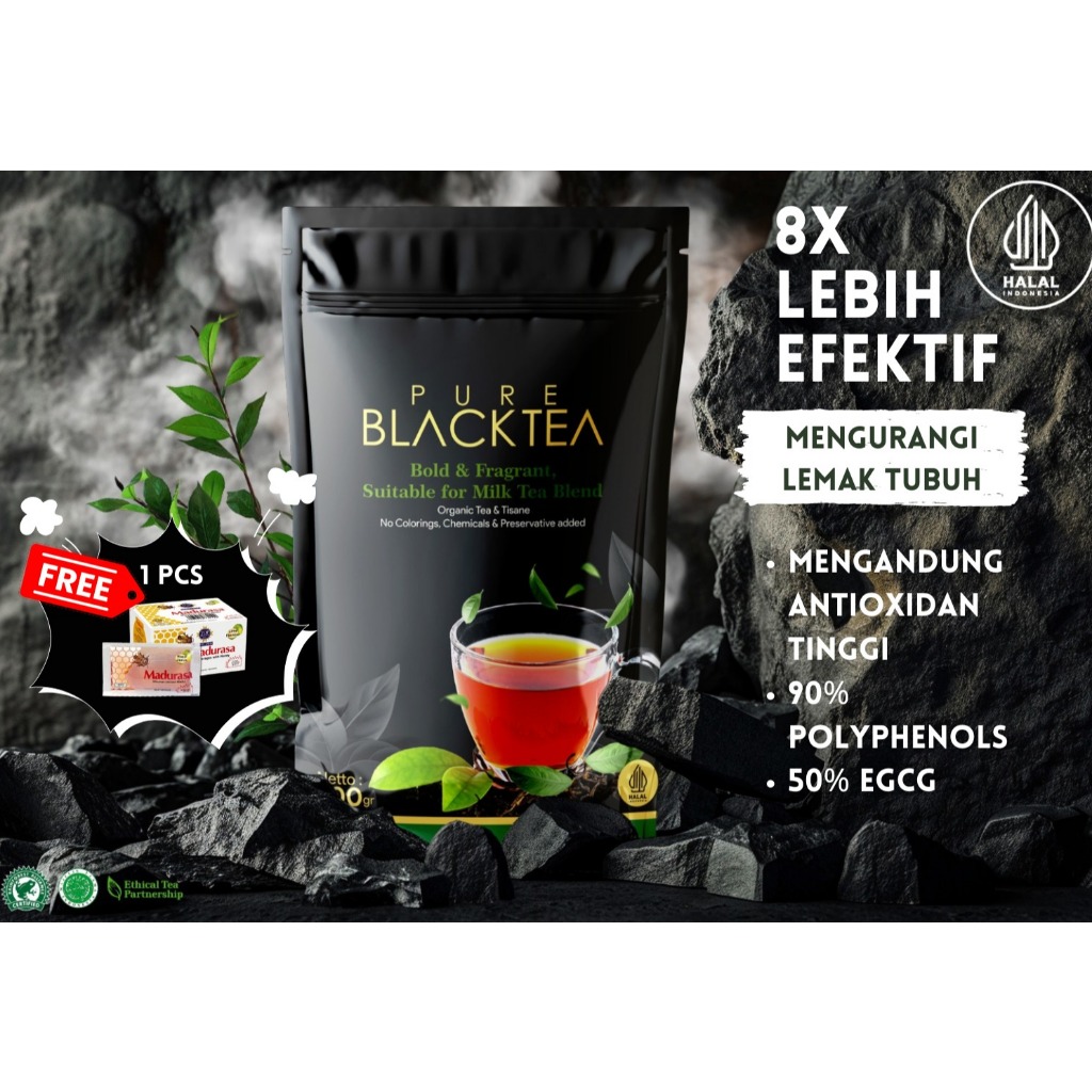 

Black tea pure teh hitam untuk kesehatan organik 200gram(free madu 1pcs)