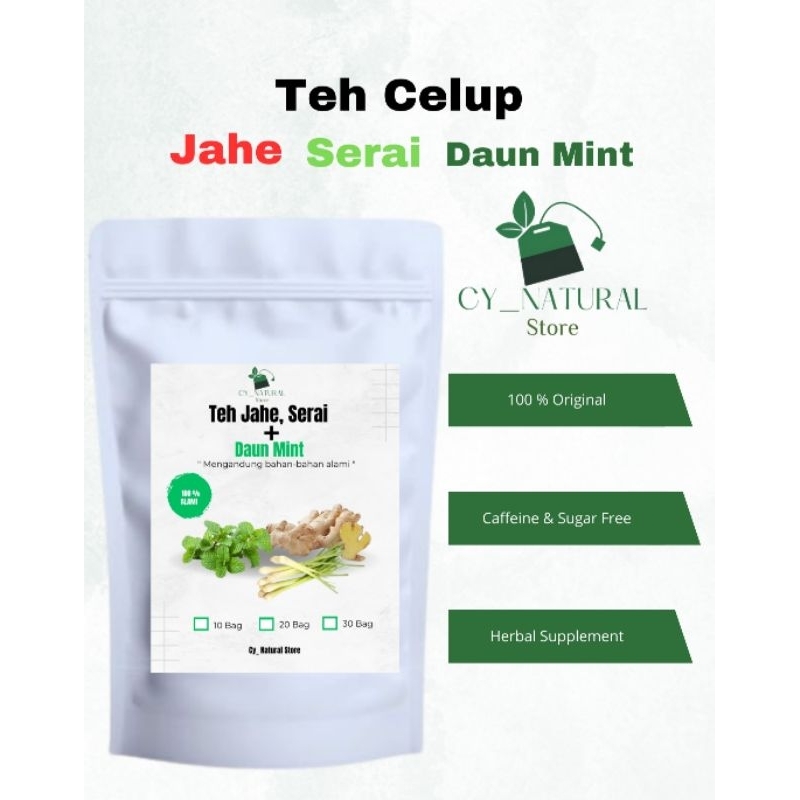 

TEH JAHE SERAI + DAUN MINT ISI 30 TEA BAG HERBAL ALAMI