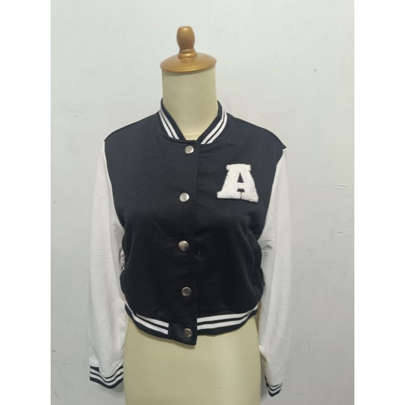 Shein Baseball Varsity Jacket Crop Jaket