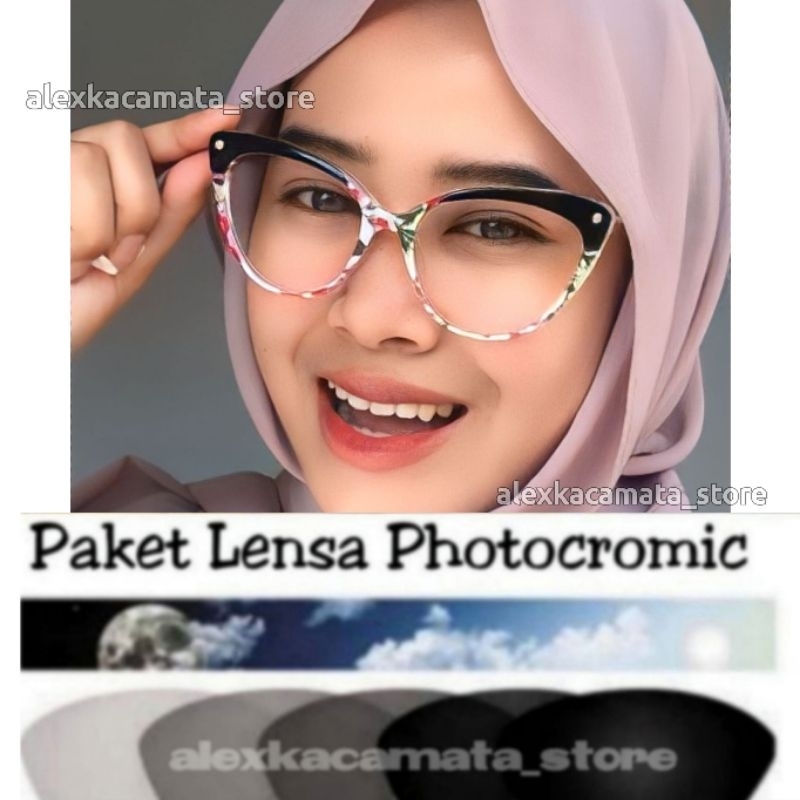 KACAMATA CAT EYE PHOTOCROMIC BLUERAY ANTIRADIASI KACAMATA 93308