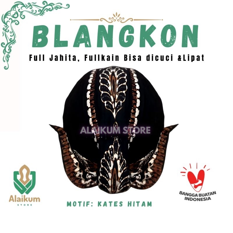 BLANGKON MOTIF KATES HITAM | BLANGKON ALUSAN| BLANGKON ALUSAN FULL JAHITAN | BLANGKON JOGJA |  BLANG