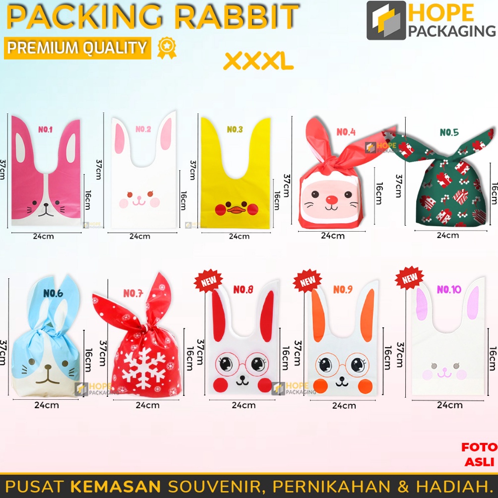 

PROMO MENARIK Harga 5 pcs Packing Rabbit UkXXXL Plastik Snack Cookies Ulang Tahun Kemasan Lucu Packaging Bunny Rabbit