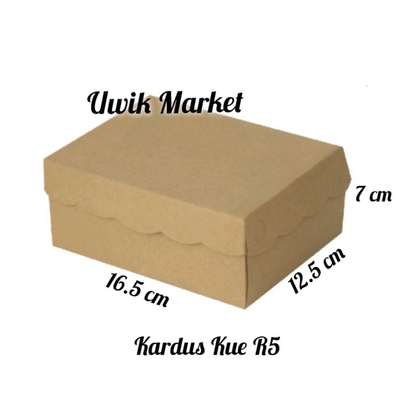 

PAKET [ 20 PCS ] BOX KUE R5 / KARDUS KUE TANPA LAMINASI / BOX KRAFT R5