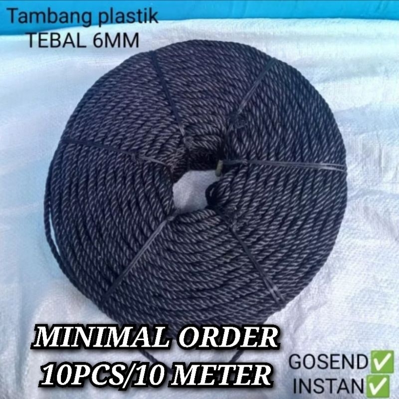 TALI TAMBANG PLASTIK HITAM Tali jemuran | Tali tenda 6mm (meteran)