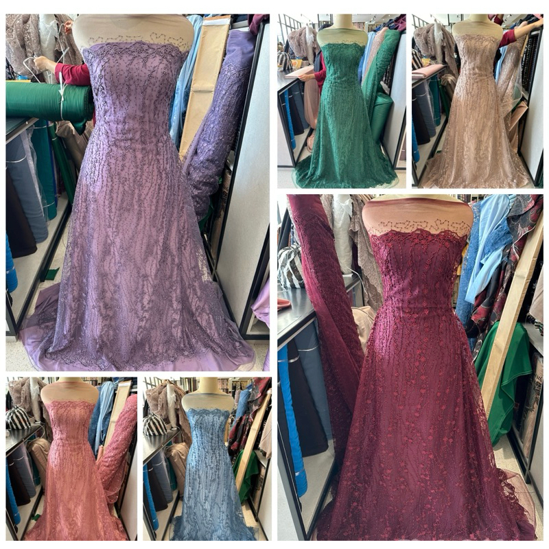 kain tile brokat bordir spangle 3D premium Mimosa / bahan kebaya tunik atasan dress gamis