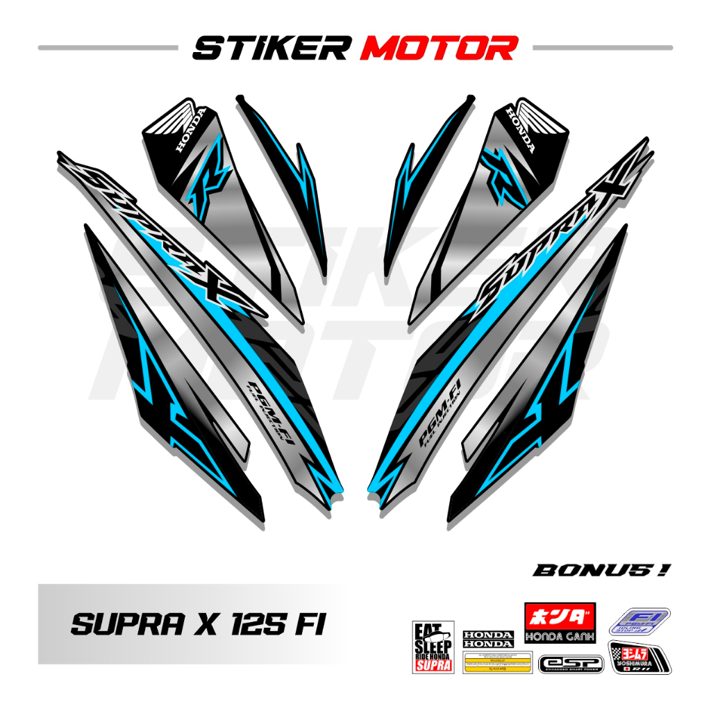 SP61 Striping Stiker Supra X 125 Fi Variasi Simpel Garis Ori Variasi Sticker Motor Honda Supra X 125