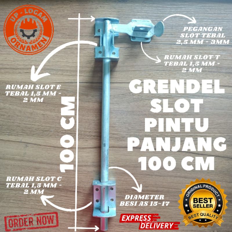 Slot Bawah Panjang 100 cm / Grendel Pintu Henderson / Pintu Gebyog