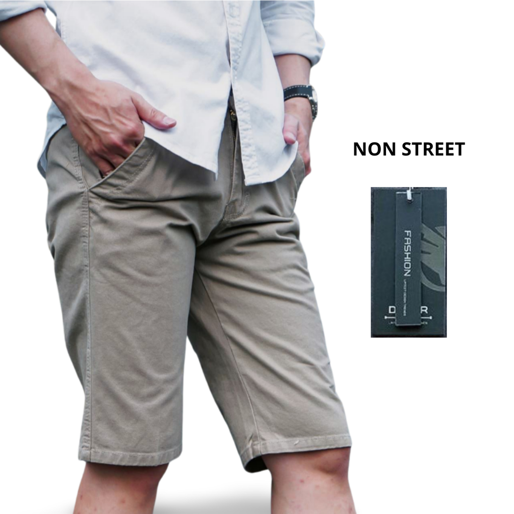celana pendek pria chinos bahan tidak melar trendy fashionable
