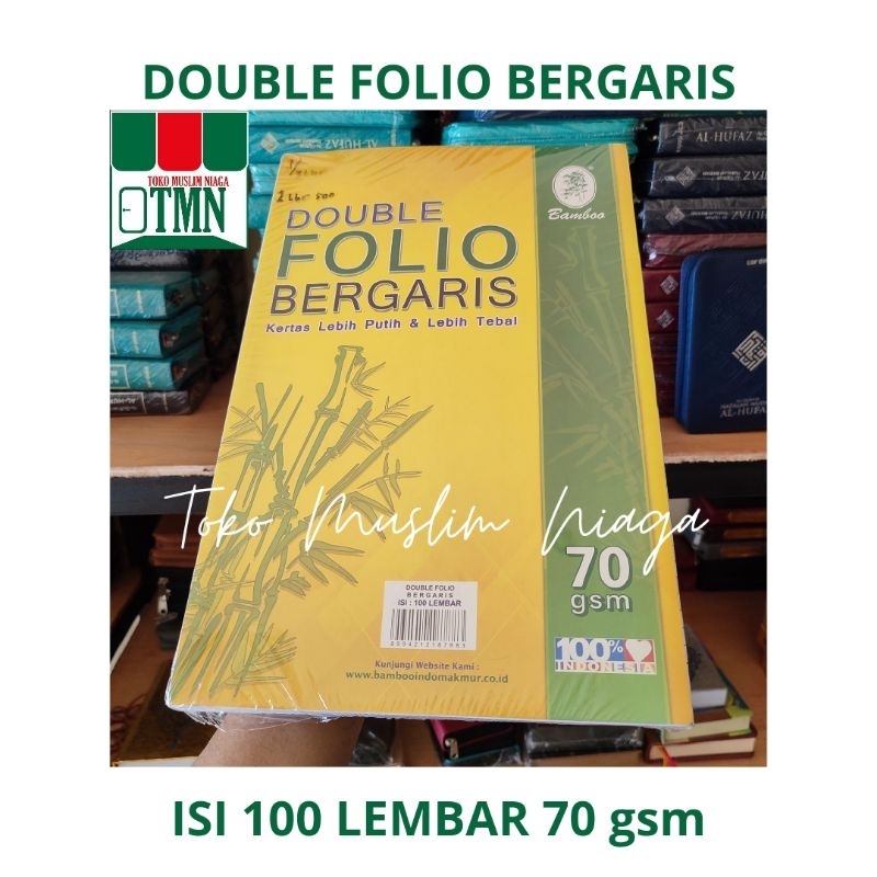 

Double Folio BAMBOO 70 gram isi 100 Lembar Kertas Bergaris